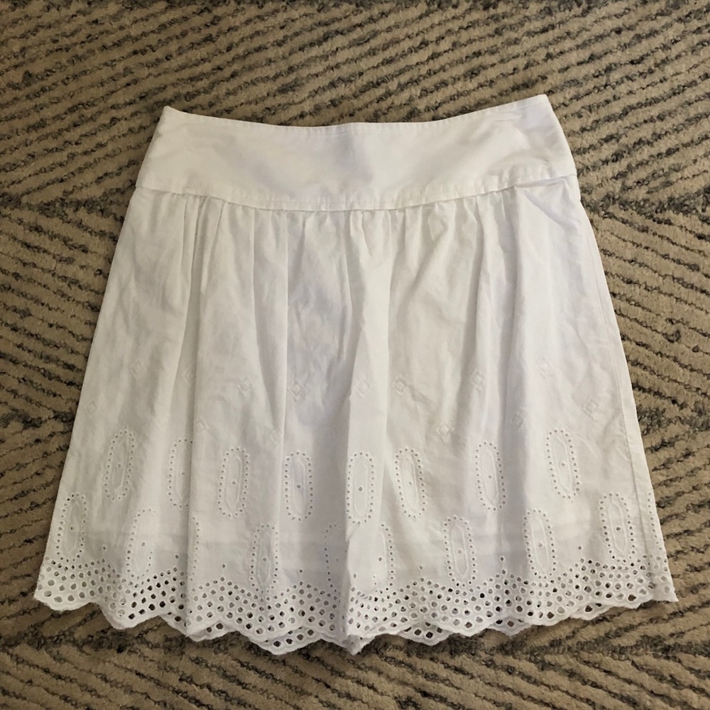 Loft White Cotton Eyelet skirt